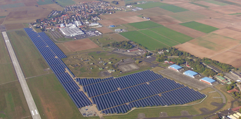 A power plant at air airfield in Germany with high-power and high-efficiency REC solar panels enabling utilities to improve return on investment