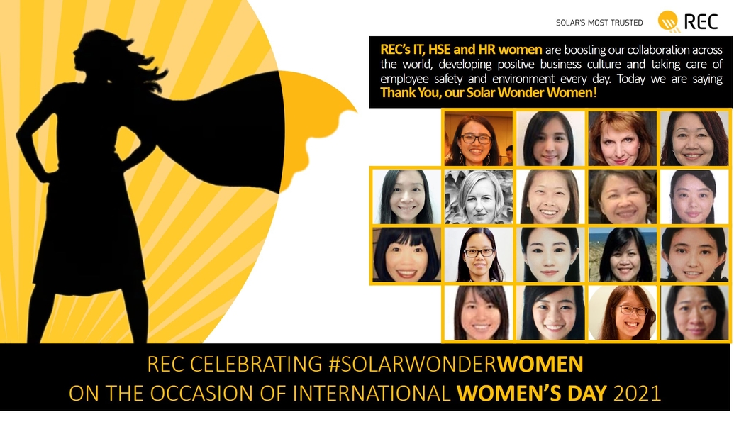 International Women's Day social card for REC IT, HSE, and HR teams
