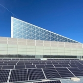REC Alpha solar panels installed on rooftop of Telefónica Control Hub in Madrid